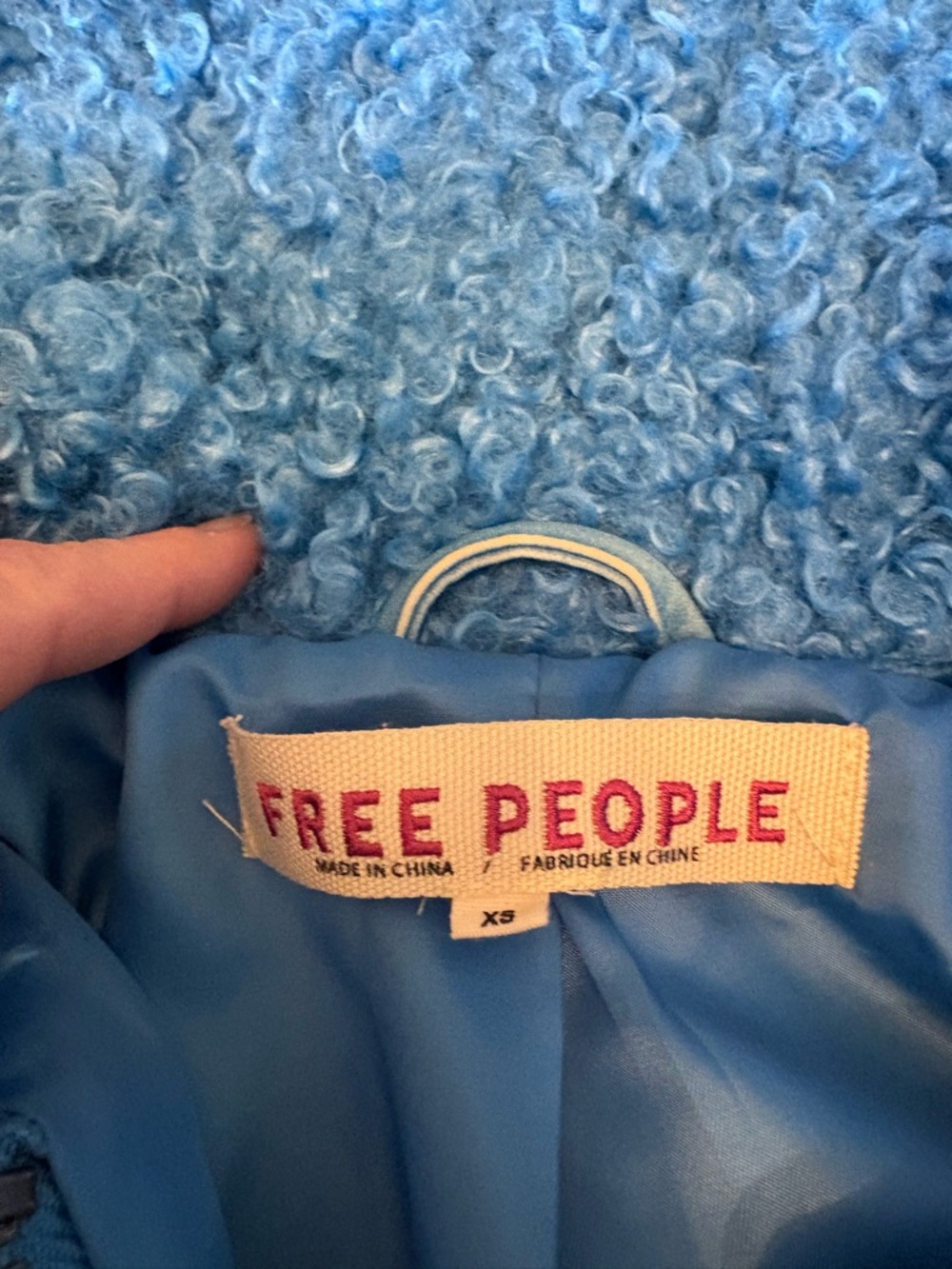 Free People cool and cozy teddy coat blue XS - Picture 8 of 11